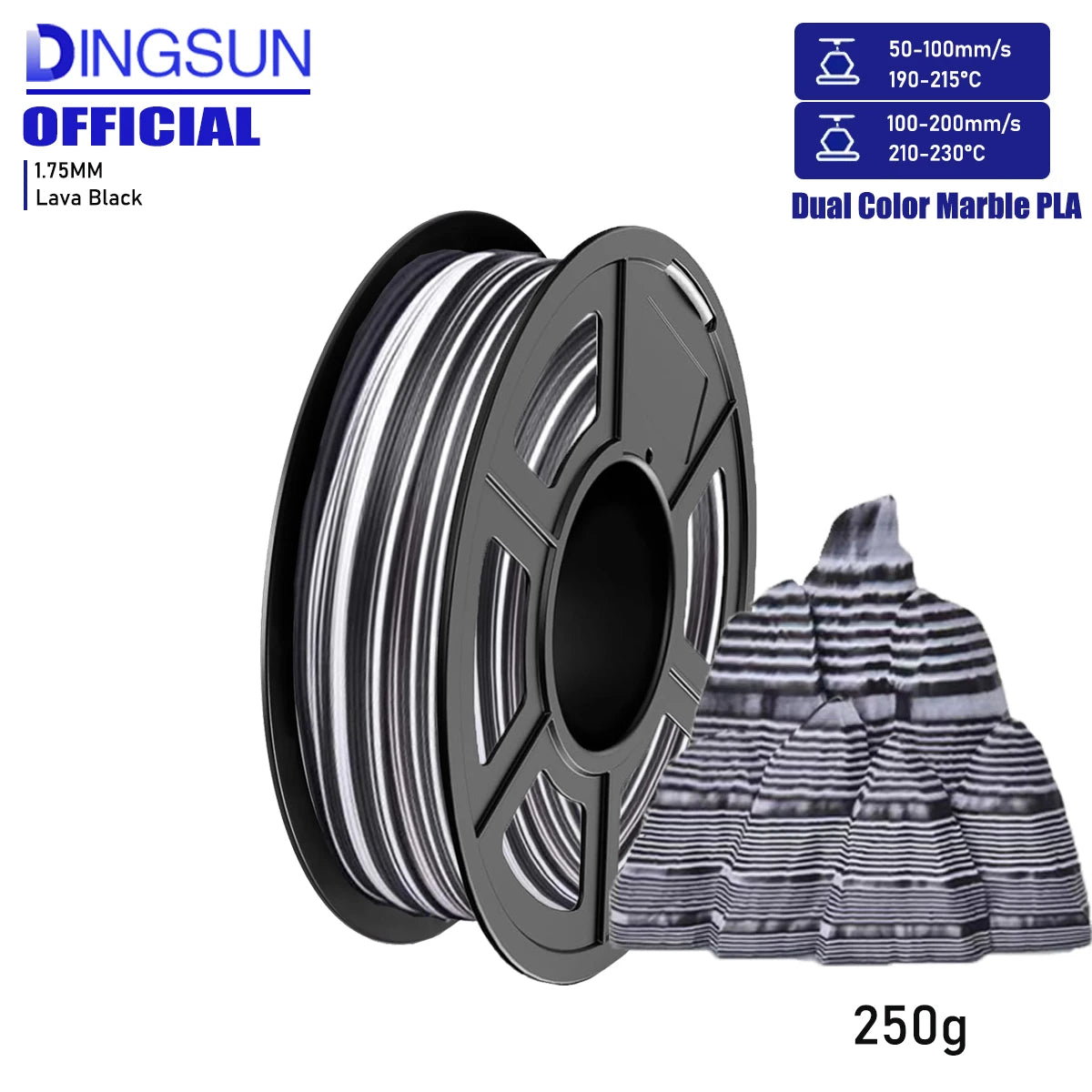 DINGSUN Matte Rainbow PLA Filament 1.75mm | 250g 500g 1KG Spool