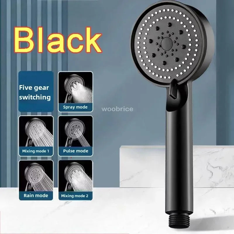 Shower Head Bathroom Sink Mixer Shower Phone 5modes for Bathroom High Pressure Water Saving Pressurized Spa Handheld Showers Peaceful Pleasures Health and Wellness 1pc black