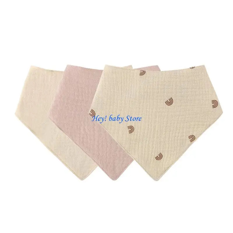 3-Pack Soft Cotton Baby Bibs | Triangle Drool & Burp Cloths