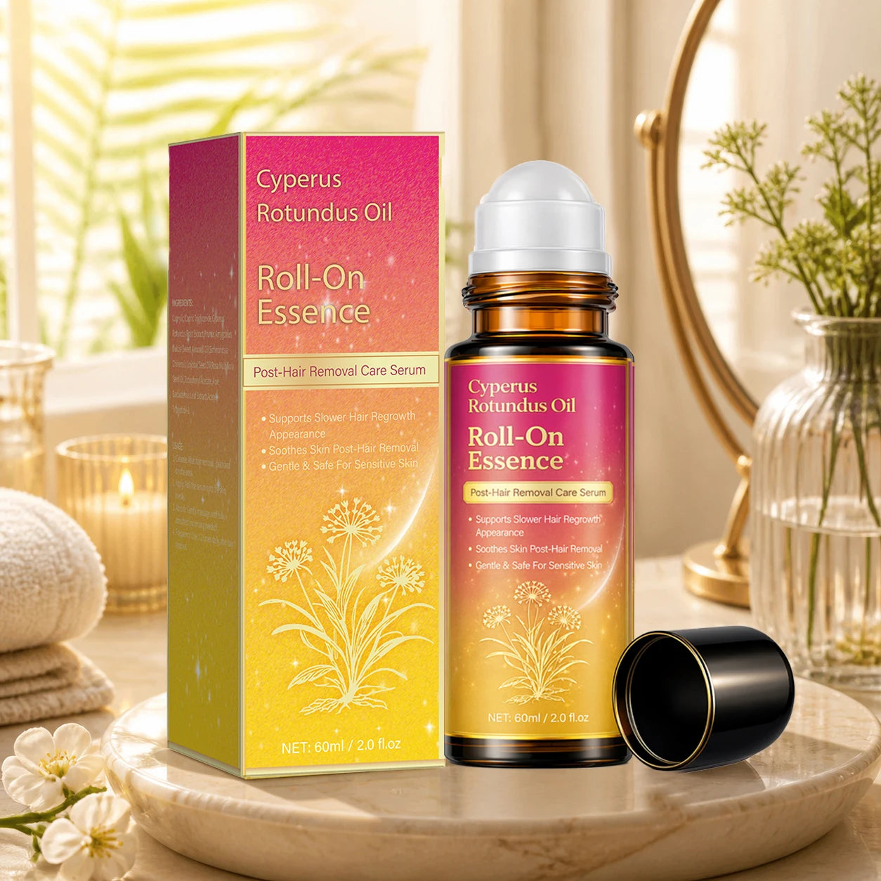 Cyperus Rotundus Oil for Hair Removal, Soft Smooth Skin Care Deep Hydration Anti Hair Growth Inhibition After Shave Oil,60ML Peaceful Pleasures Health and Wellness