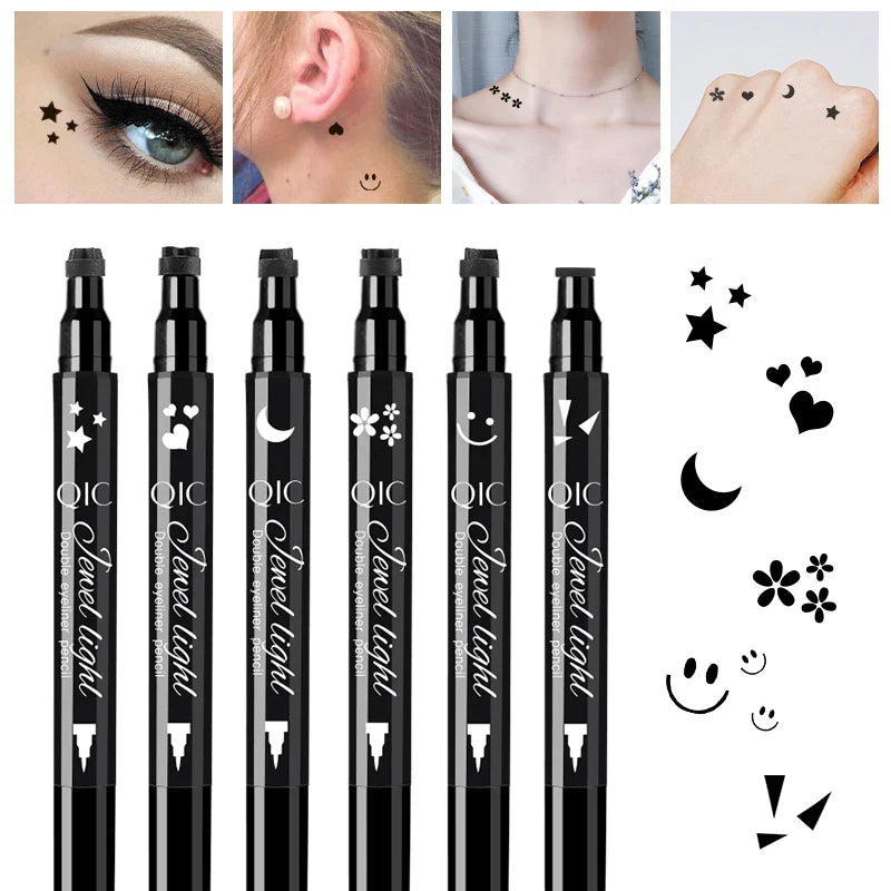 QIC Dual-Tip Stamp Eyeliner Pen – Heart, Moon & Star