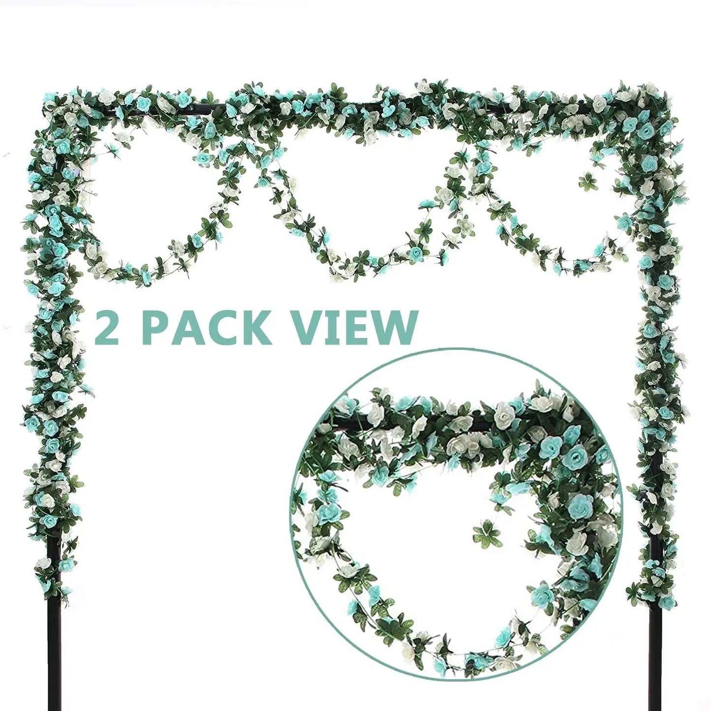 Artificial Silk Rose Vine Garland 8.2FT | Wedding Arch Decor