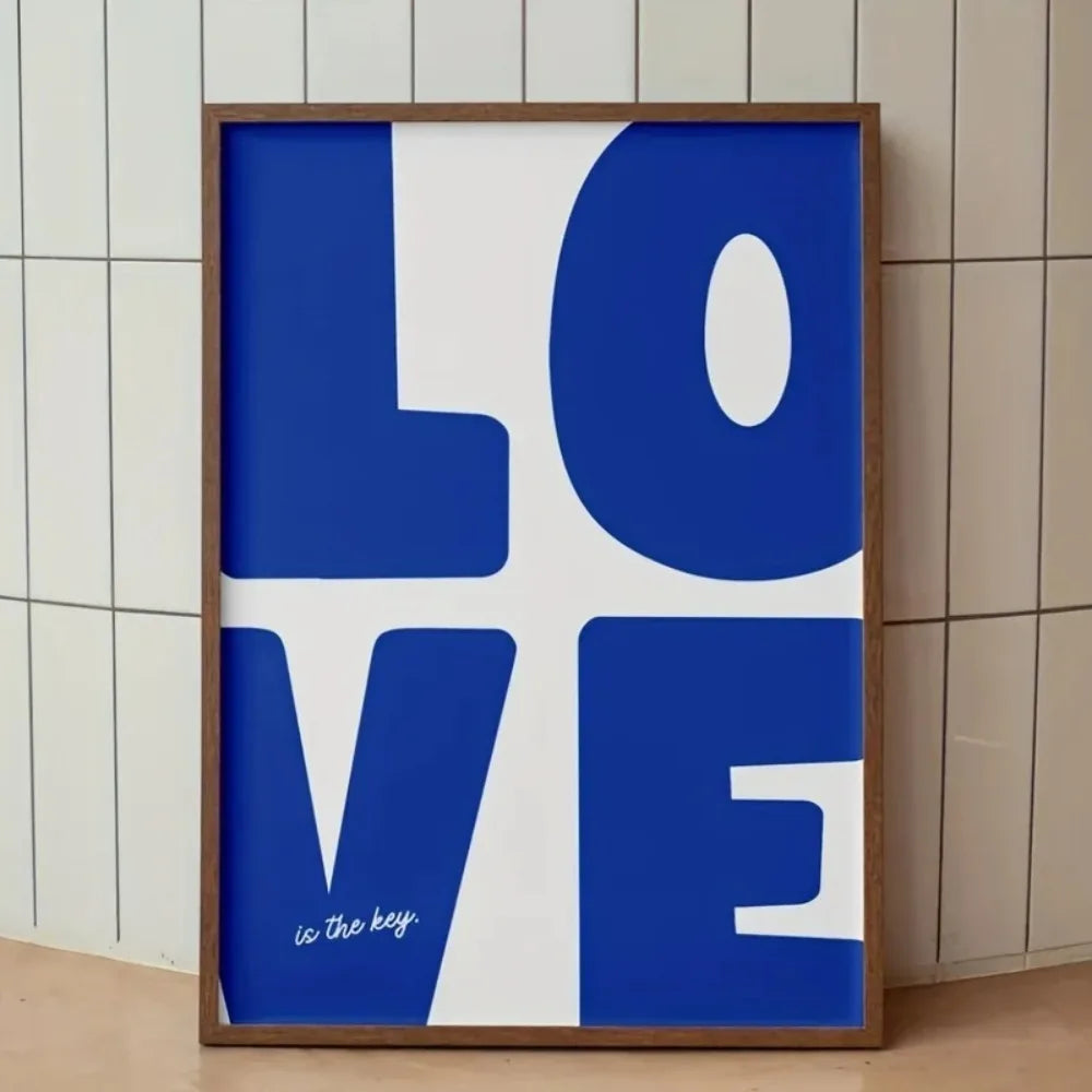 Blue Red Love Minimalist Canvas Wall Art | Valentine's Decor