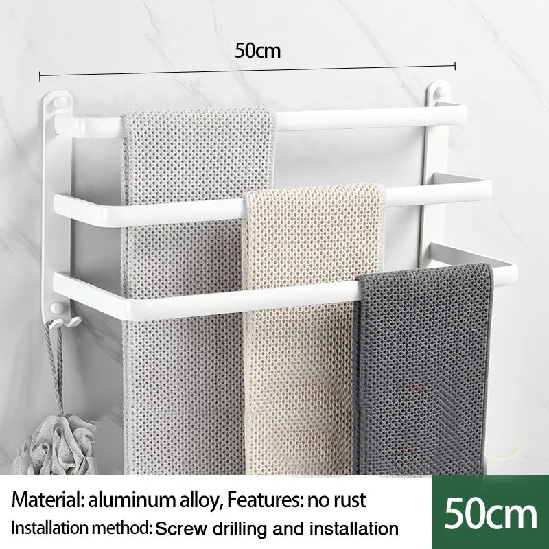 Wall-Mounted Aluminum Towel Rack | 1, 2 & 3 Bar Options