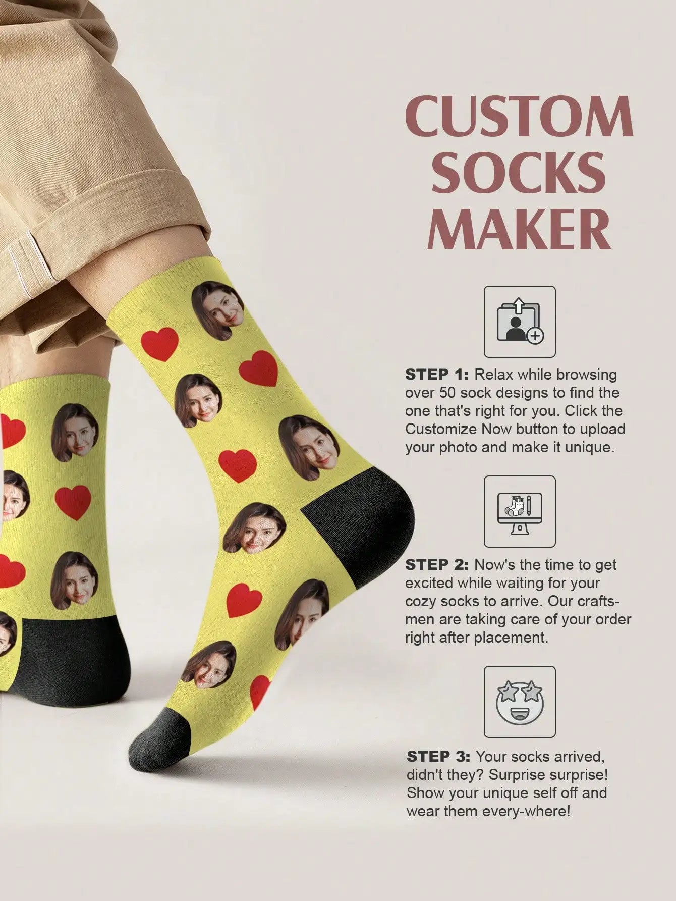 Custom Face Socks Personalized Photo Couple Socks Funny Anniversary Gift for Couples Family Friends Christmas Valentine Peaceful Pleasures Health and Wellness
