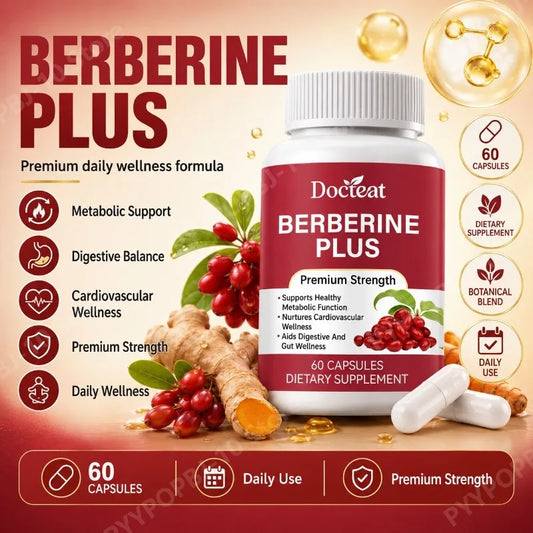 Berberine HCL Capsules with Turmeric, Ginger, Vitamin C & Zinc 60ct Herbal Supplement Peaceful Pleasures Health and Wellness