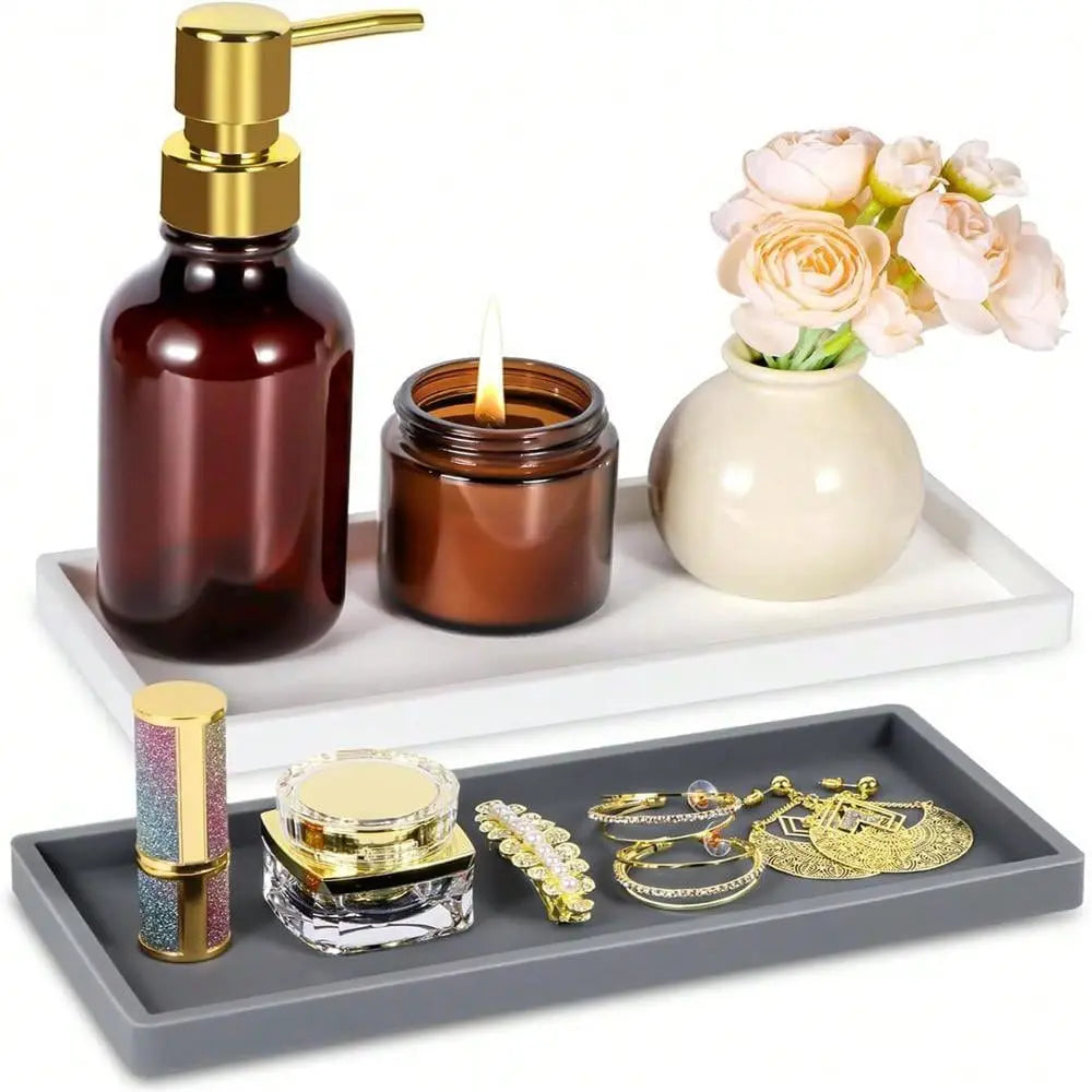 Silicone Bathroom Vanity Tray | Shatterproof Countertop Organizer