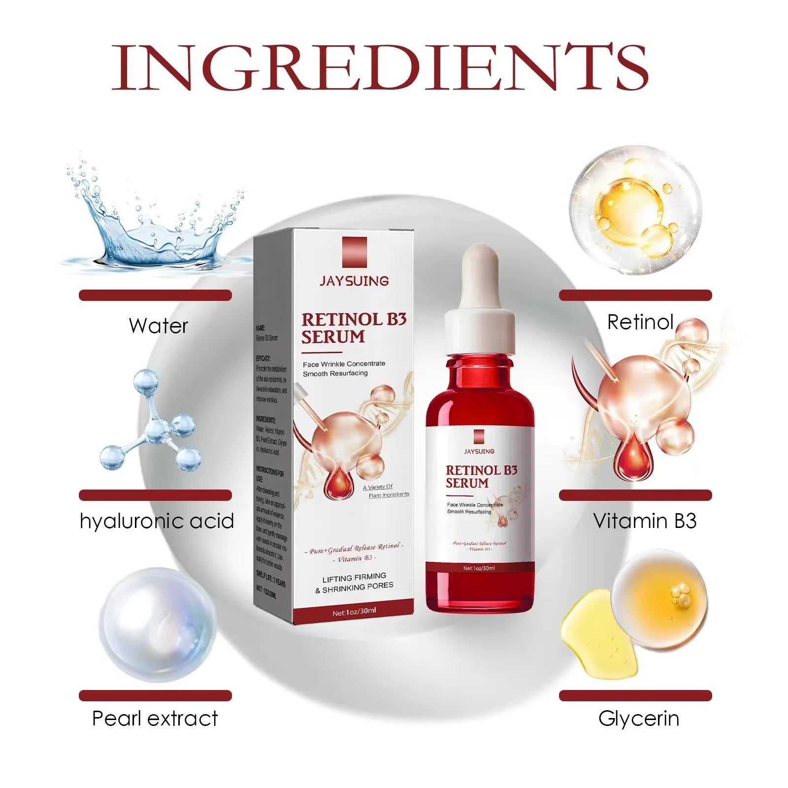Retinol B3 Wrinkle Remover Face Serum Deep Moisturizing Fade Fine Line Lifting Firming Repair Smooth Tighten Serum Skin Care Peaceful Pleasures Health and Wellness