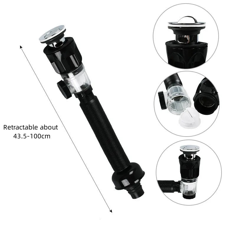 Flexible Sink Drain Pipe with Odor Trap & Strainer | Kitchen & Bath