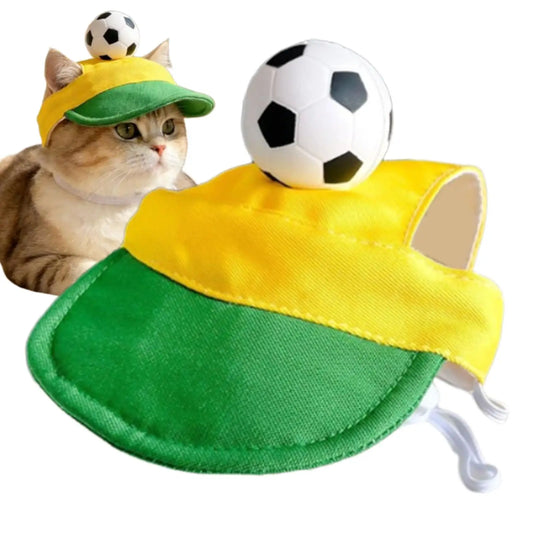 Soccer Design Cat & Small Dog Sun Visor Hat with Ear Holes Pet Sun Visor Hat Peaceful Pleasures Health and Wellness