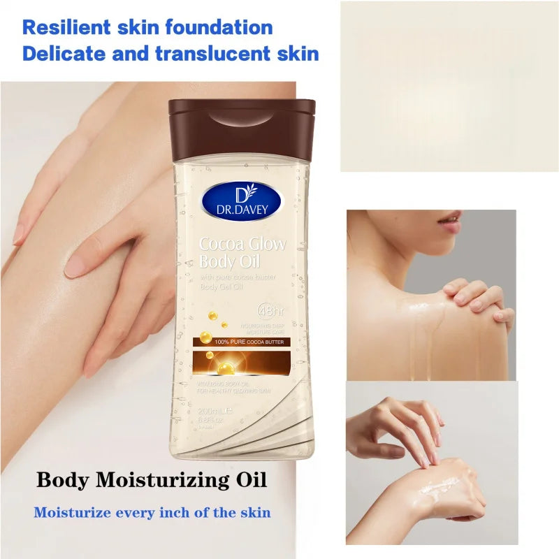 200ml DR.DAVEY Cocoa Glow Body Oil Body Essential Oil Skin Care Oil Hydrating Care Suitable for All Seasons for Body, Face, Hand Peaceful Pleasures Health and Wellness