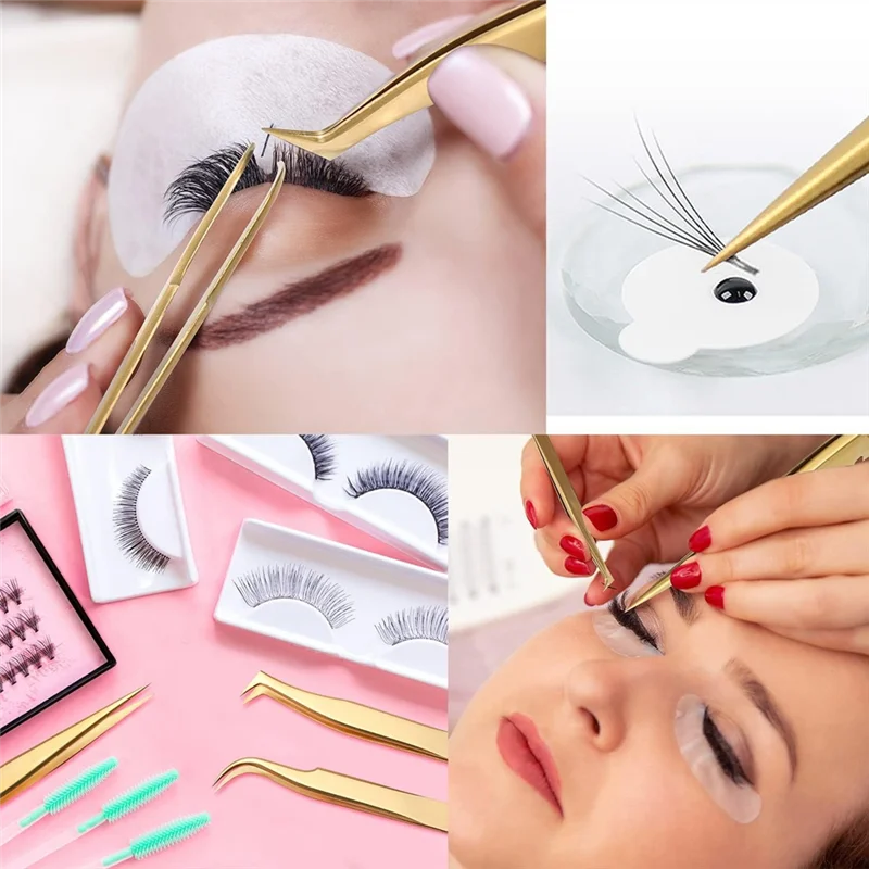 Y51A-Essential Lash Extension Tweezers Set - High Precision Tools With 5 Stainless Steel Tweezers Peaceful Pleasures Health and Wellness Gold