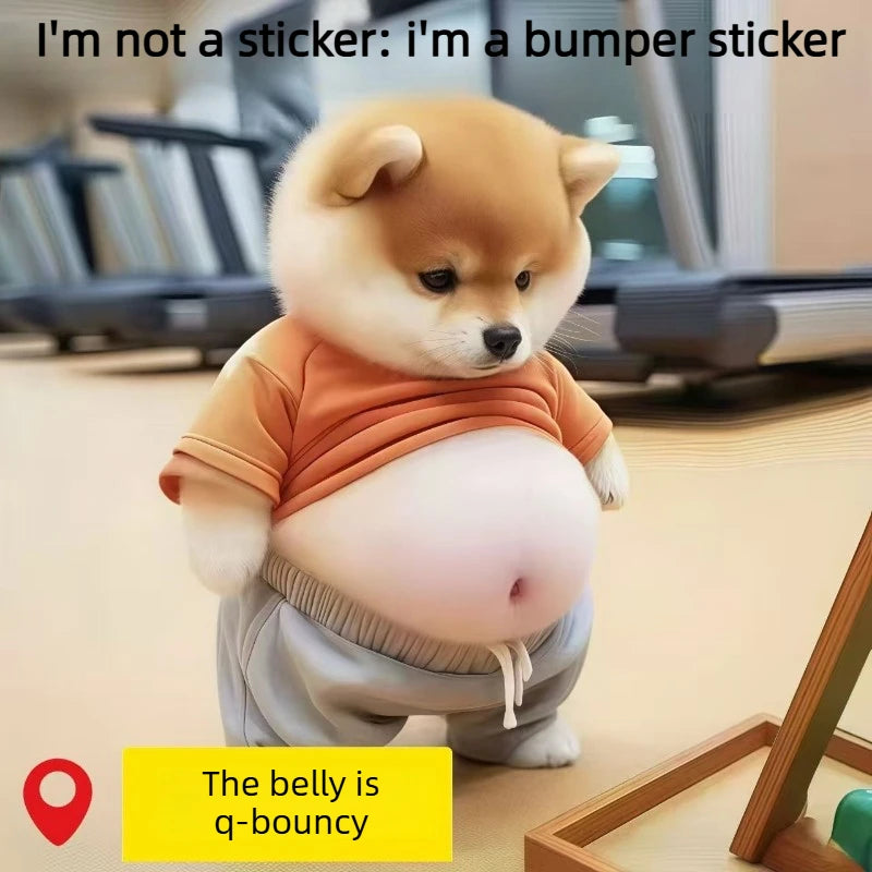 Squeezable Big Belly Corgi Silicone Anti Collision Sticker Creative Adorable Stress Relief Fridge Decal for Car and Home Decor Peaceful Pleasures Health and Wellness