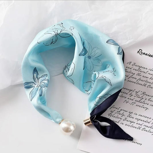 Women's Floral Faux Pearl Magnetic Snap Scarf – Lightweight Wrap Fashion Scarf Oasis Select 08