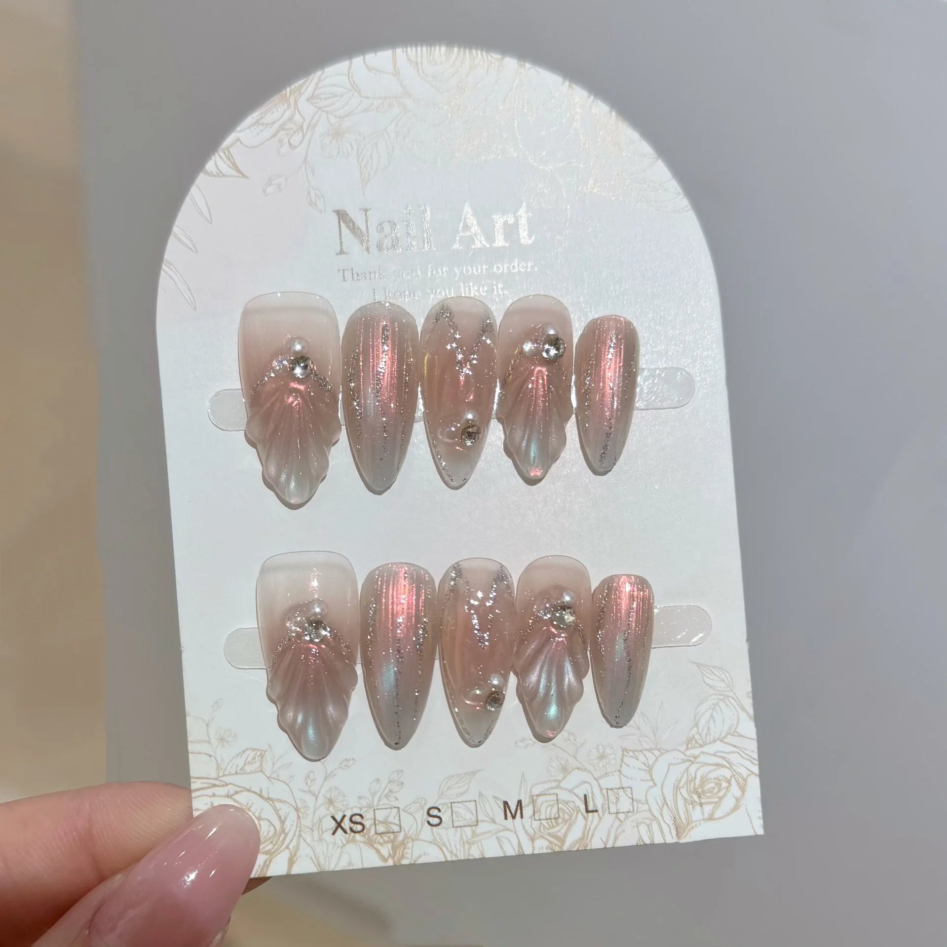 Aurora Colorful Mermaid Press on Nails Dreamy Fairy Sweet Bride Handmade Wearable Fake Nails INS 3d Pearl Almond False Nail Tips Peaceful Pleasures Health and Wellness