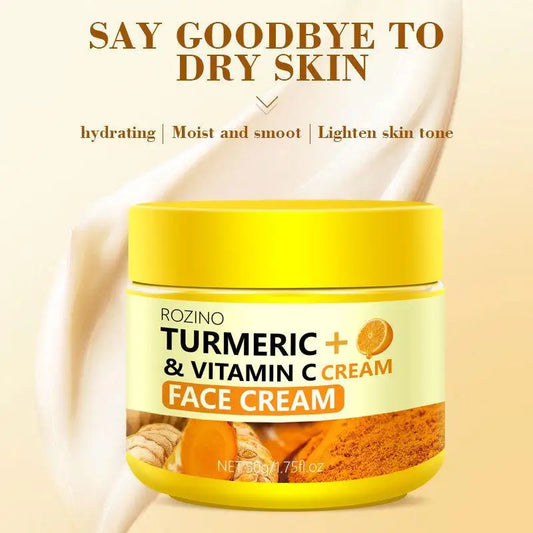 Turmeric VC Face Cream Firming Moisturizes Skin Leaving Skin Fresh Non Greasy Smooth Firm Soft Elastic Energetic Peaceful Pleasures Health and Wellness