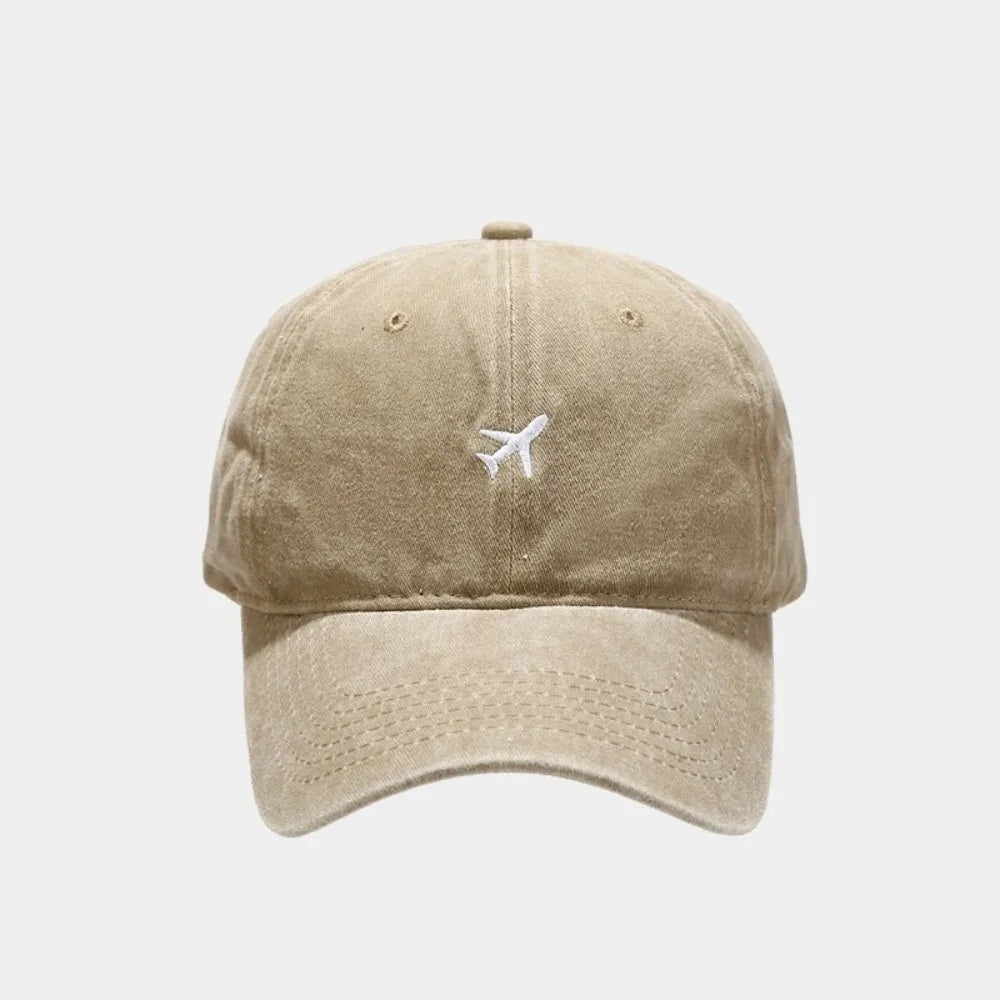 Airplane Embroidered Washed Cotton Baseball Dad Hat | Unisex