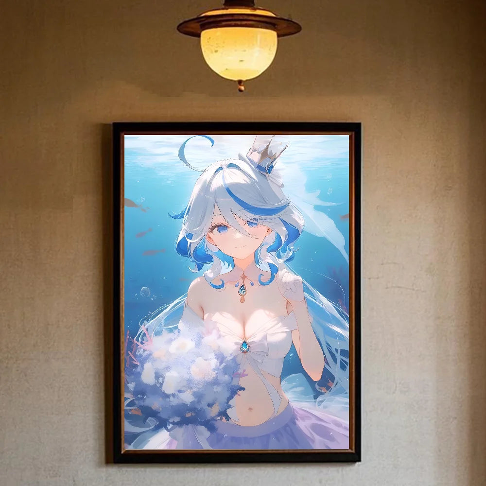 Genshin lmpact Furina Foutiane Poster HD art sticky wall waterproof home living room bedroom bar aesthetic decoration Peaceful Pleasures Health and Wellness z4 15X20cmNoframe