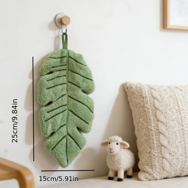Leaf Shape Hand Towel | Coral Velvet, Super Absorbent