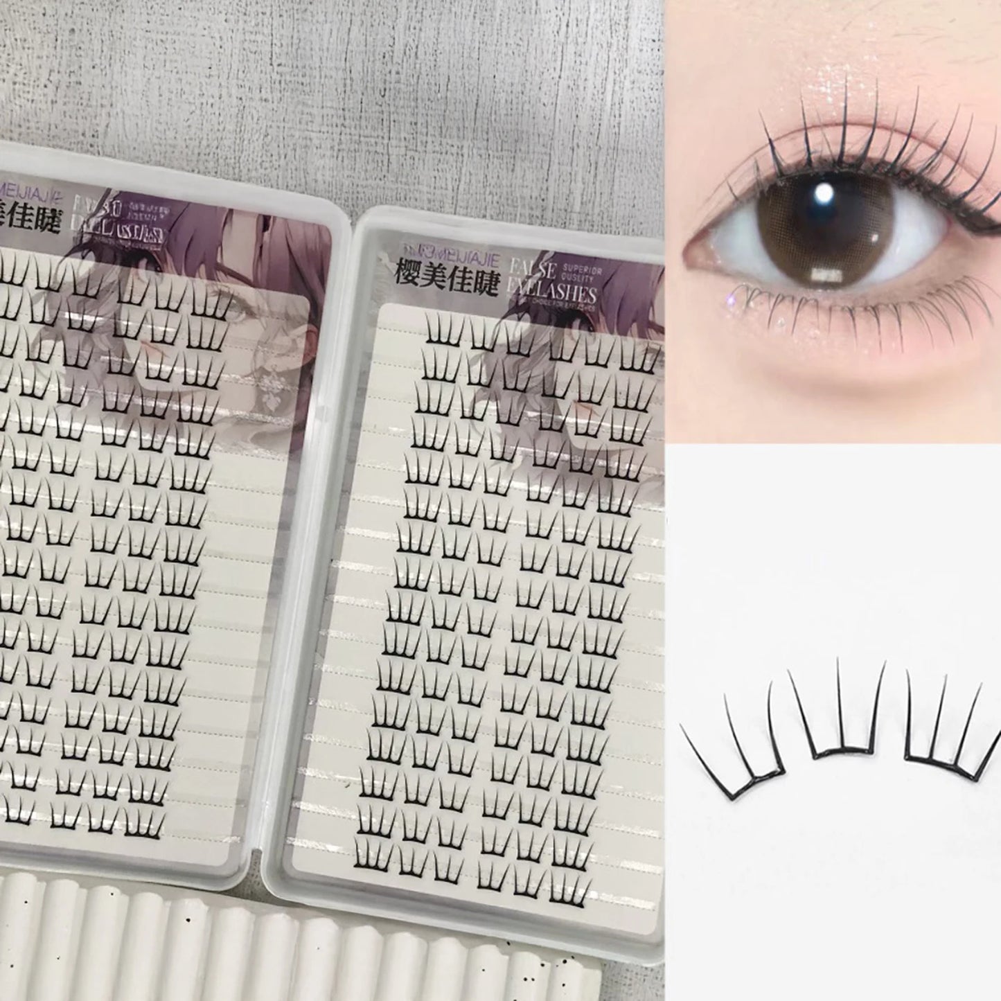 Korean Style False Eyelashes 3D DIY Wispy Fluffy Lash Extension Daily Natural Fake Eyelash Clusters For Girls Perfect Eye Makeup Peaceful Pleasures Health and Wellness 32 rows