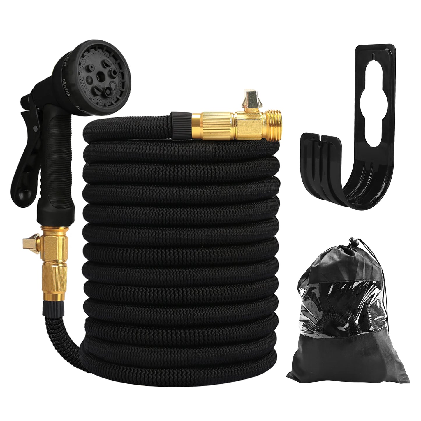 Expandable Garden Hose 25–150ft | No-Kink + 8-Pattern Nozzle