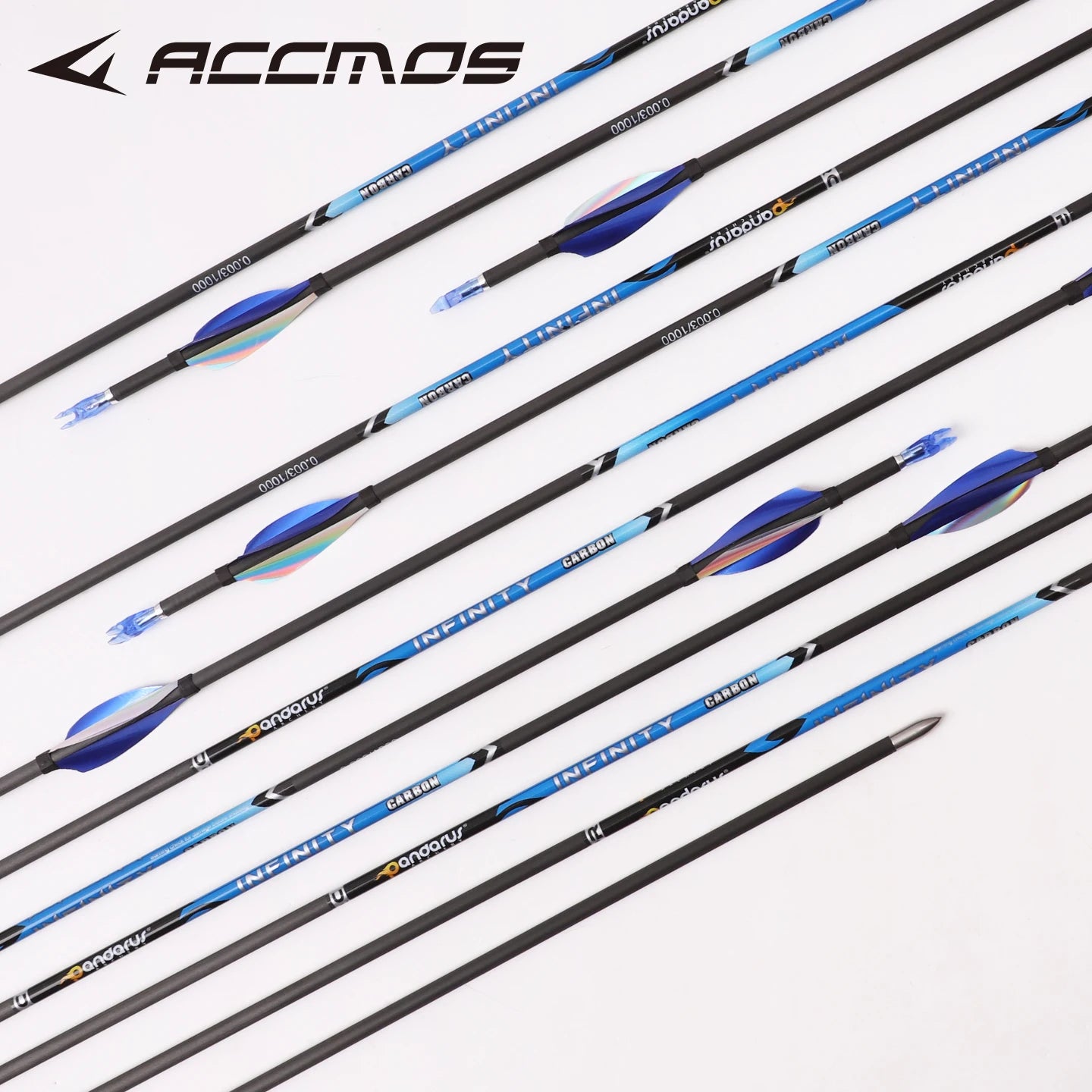 6 12 ID4 2 Pure Carbon Arrow Blue Silver Spin Feather Recurve