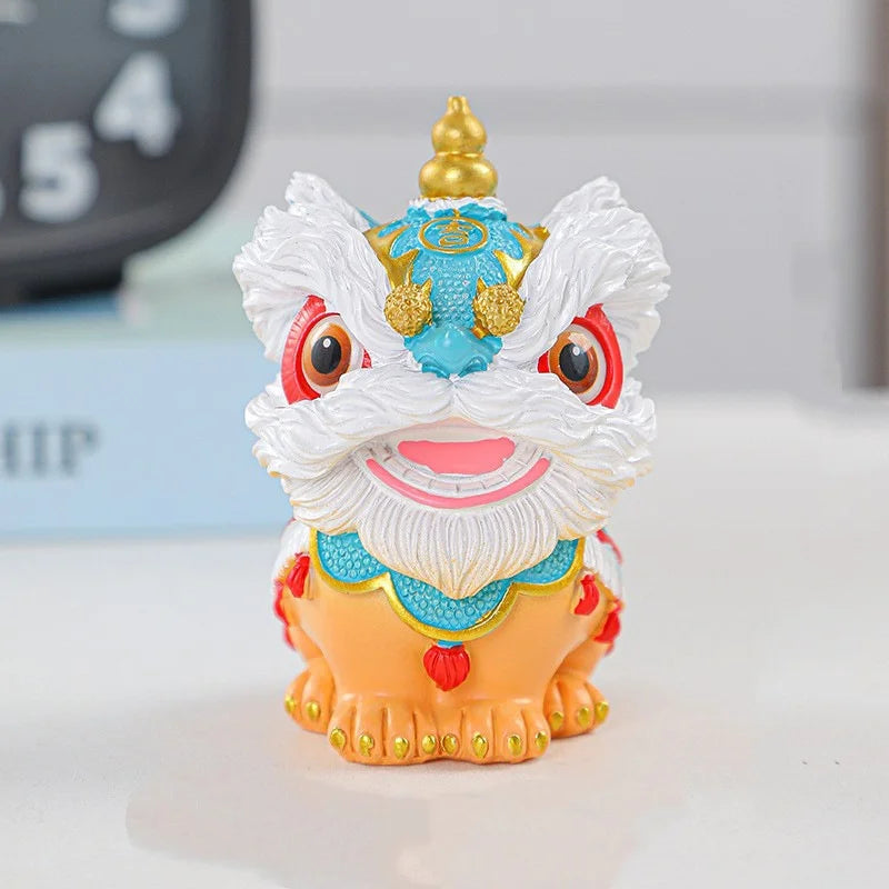 1Pcs Chinese-Style Festive Lion Dance Ornament for Desktop, Living Room, Tv Cabinet, Wine Cabinet, Entrance Decoration, High-End Feel, Wealth-Attracting Housewarming Gift, Best Gift for Christmas, Halloween, Thanksgiving, New Peaceful Pleasures Health and Wellness 1Pcs