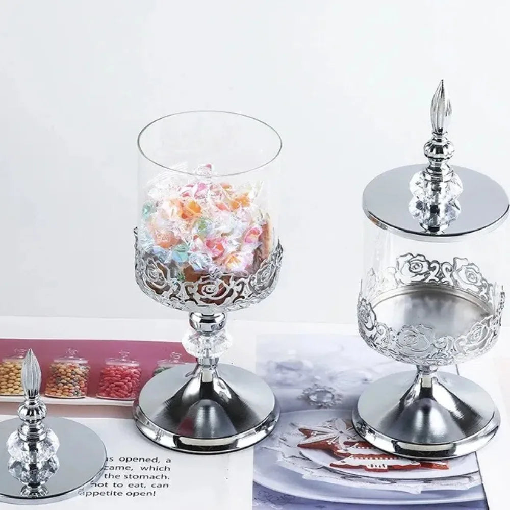 European Crystal Glass Candy Jar | Gold-Plated Lid Home Decor