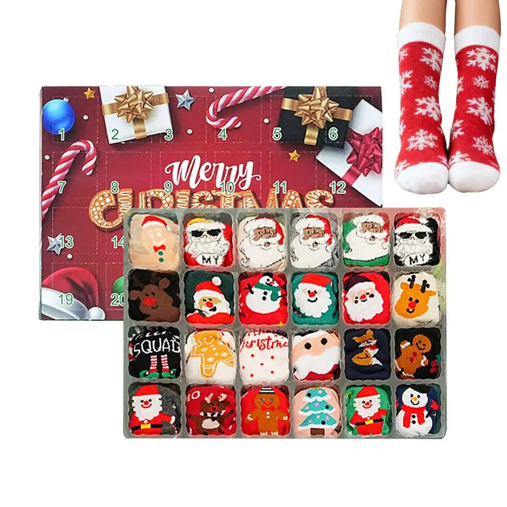 Christmas Advent Calendar Socks – 24 Days, 12 Pairs Unisex
