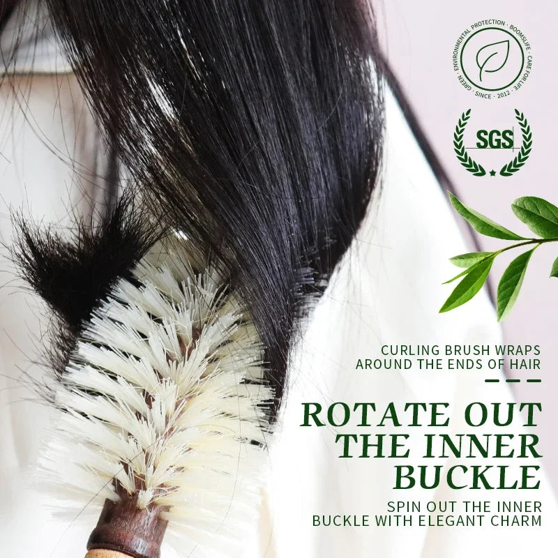 Boar Bristle Round Barrel Hair Brush – Cork Handle Anti-Static