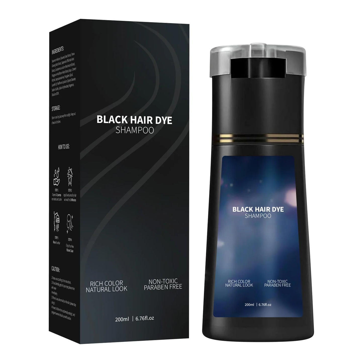 200ml Hair Dye Shampoo Natural Black Brown Color Coverage Long Lasting Grey Tint Root Touch Up Salon Home Use Shampoo Hair Care Peaceful Pleasures Health and Wellness Black