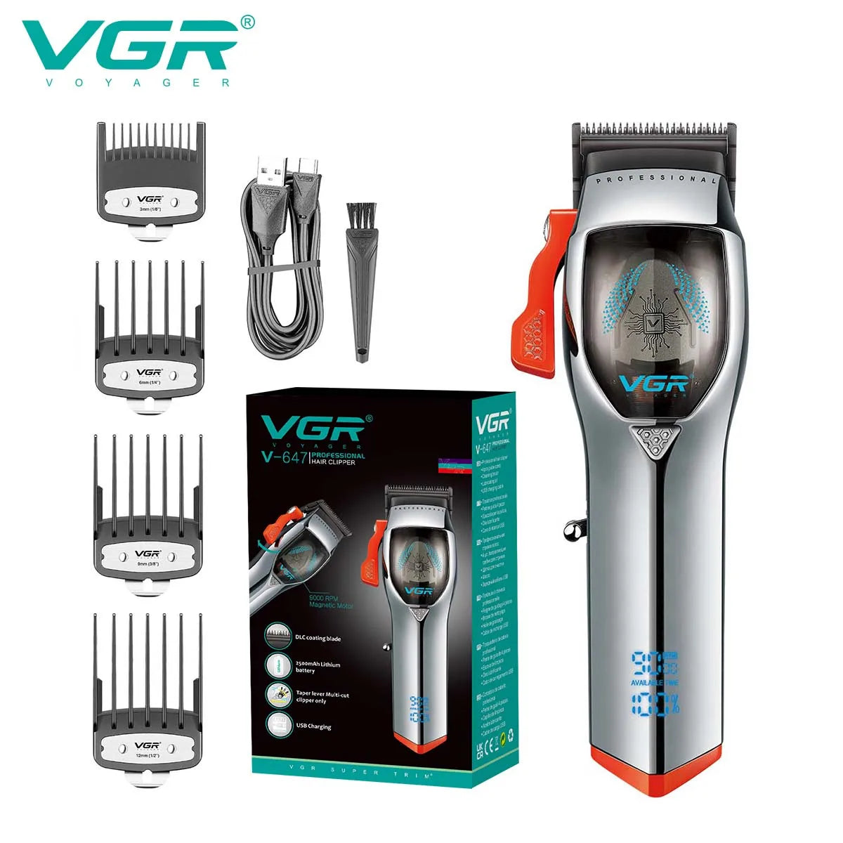 VGR Long Life Hair Trimmer Powerful Power Hair Trimmer Set for Men with Base series hair trimmer Peaceful Pleasures Health and Wellness 647 usb