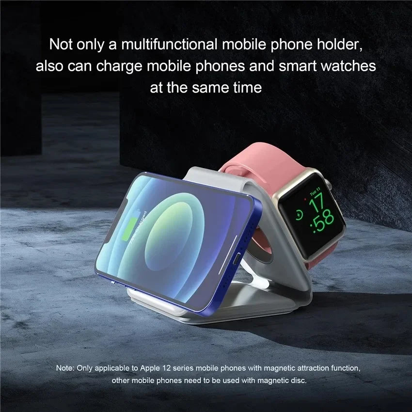3-in-1 Foldable Magnetic Wireless Charger 15W Fast Charging Station for iPhone 16/15/14 Apple Watch AirPods Peaceful Pleasures Health and Wellness