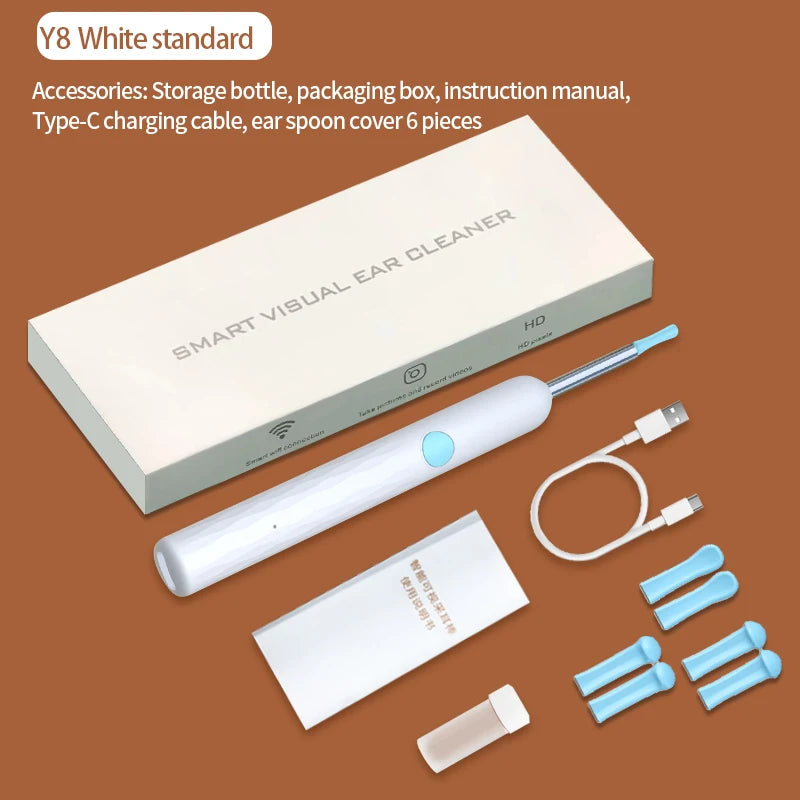【HOT SALE】Visual Ear Wax Cleaner with Camera Safe Earwax Removal Endoscope with Camera Luminous Otoscope Ear Cleaning Tools Peaceful Pleasures Health and Wellness Standard-white