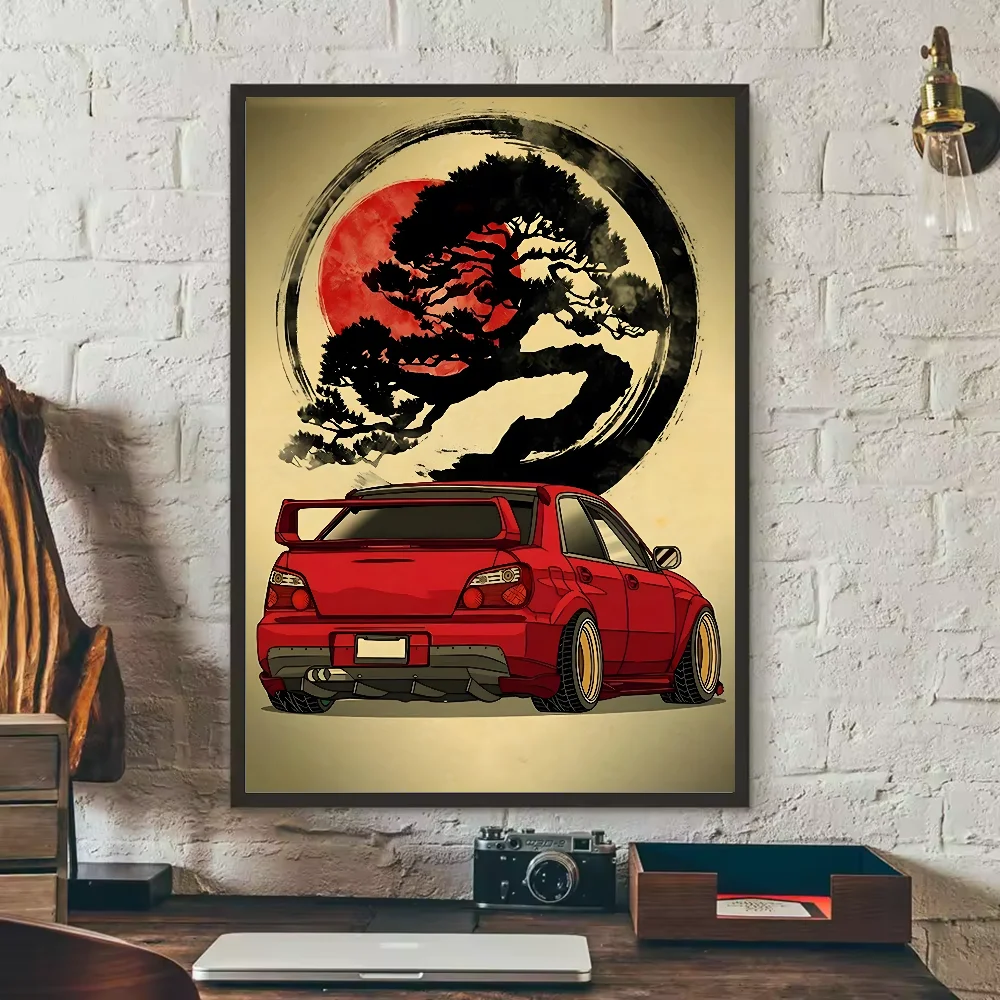 Japanese Cars Samurai Poster | HD Waterproof PVC Wall Art Wall Art Poster Peaceful Pleasures Health and Wellness z1 21X30cmNoframe