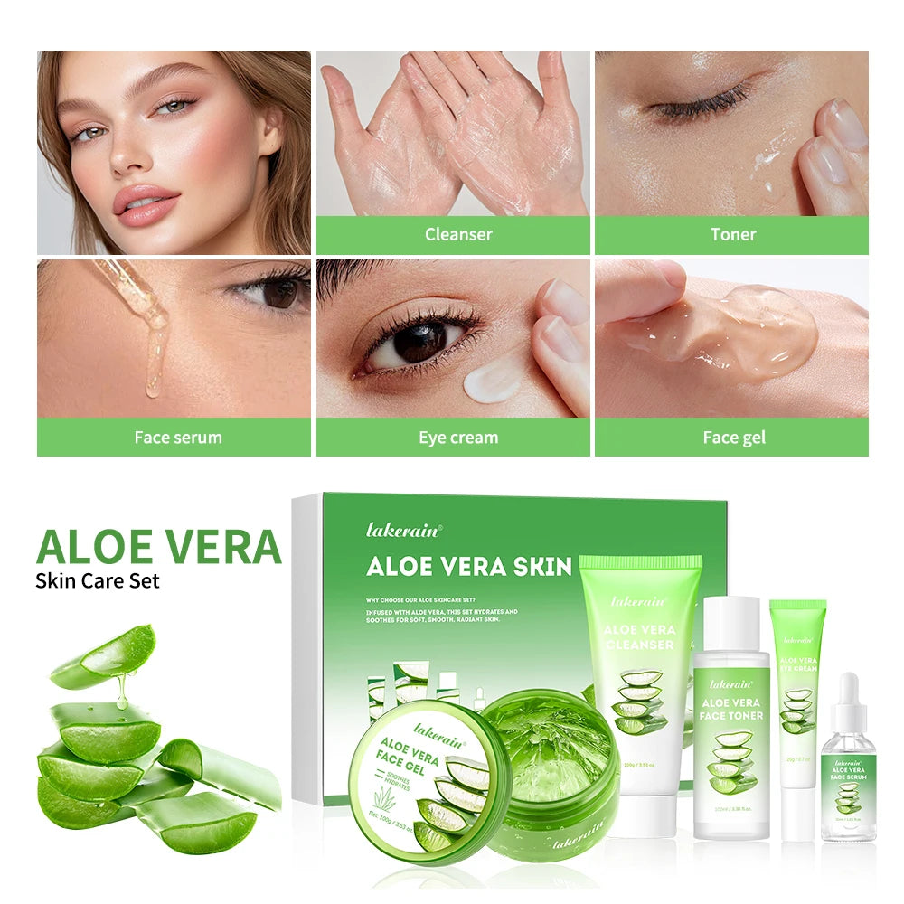 Multi-skin Care Aloe Vera Skin Care Set Deep Moisturizing Deep Nourishment Whitening Brightening Hydrating Smooth Skin Peaceful Pleasures Health and Wellness 1set