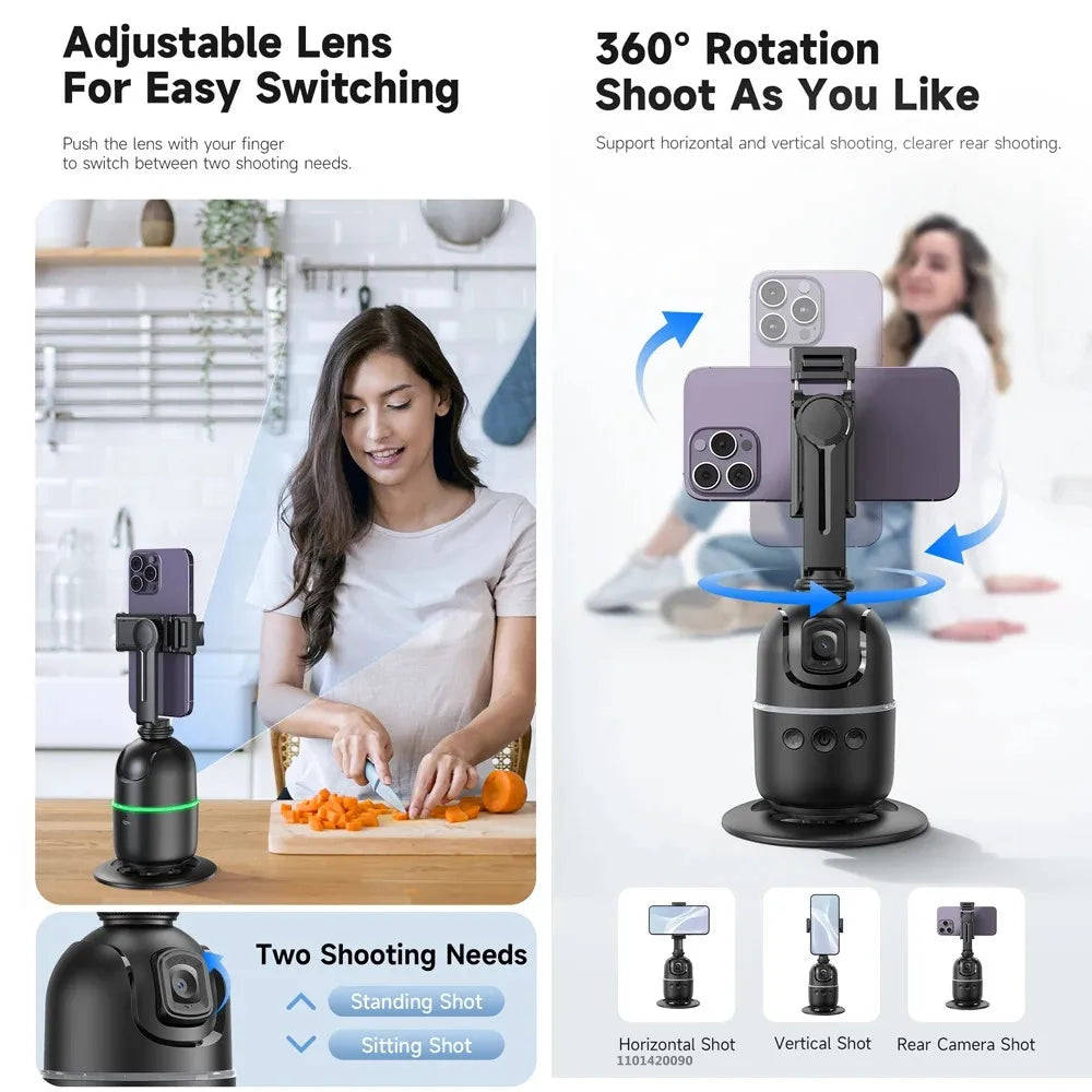 AI Smart Gimbal 360° Auto Face Tracking Selfie Stick Stabilizer Peaceful Pleasures Health and Wellness