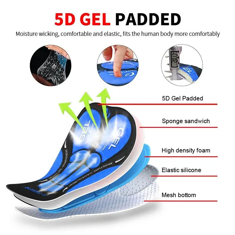X-TIGER Men's 5D Gel Padded Cycling Underwear Shorts | MTB