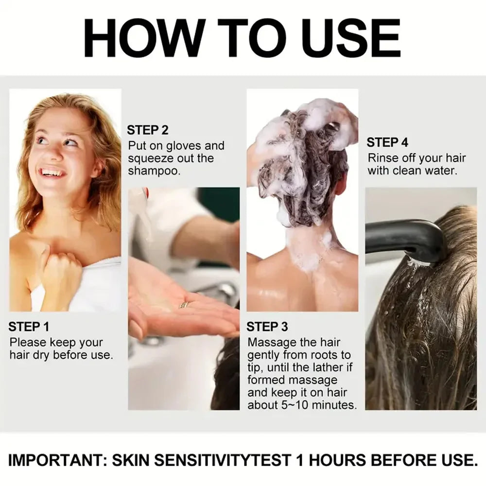 Black Hair Dye Shampoo 3-in-1 | Herbal Gray Coverage 100ml