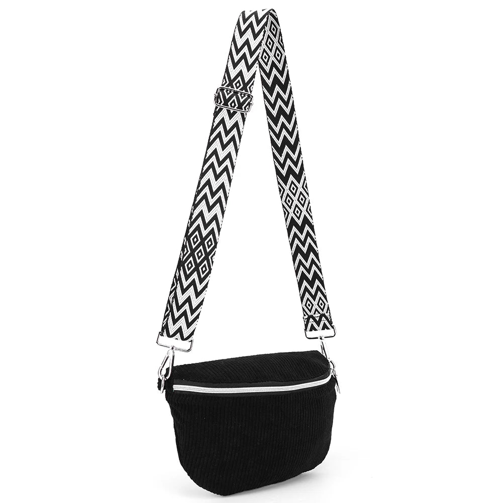 Corduroy Crossbody Bag – Adjustable Fanny Pack for Travel