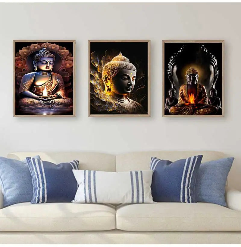 HD Buddha Canvas Wall Art | Zen Statue Print for Living Room