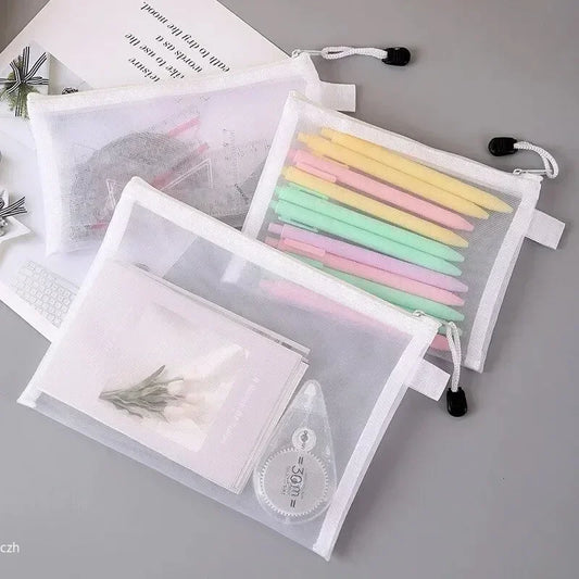 3-Pack Transparent Mesh Zipper Document Bags | Stationery Mesh Document Bag Oasis Select