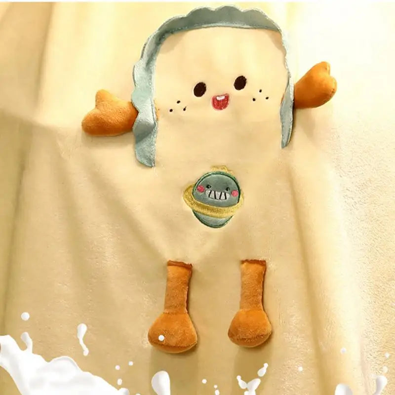 2-in-1 Cartoon Plush Pillow Blanket | Soft Kids Travel Throw