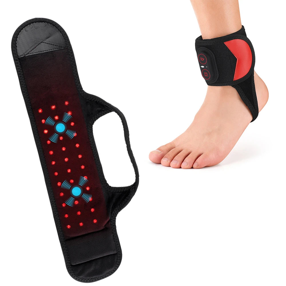 Cordless Red Light Ankle Wrap with Heat & Vibration Foot Massager Sports Joint Care Strap 36PCS LEDs 660 850nm Ankle Gurad Belt Peaceful Pleasures Health and Wellness
