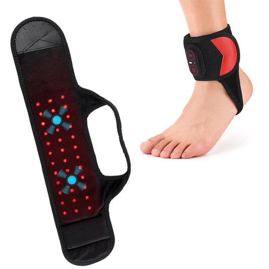 Cordless Red Light Ankle Wrap with Heat & Vibration Foot Massager Sports Joint Care Strap 36PCS LEDs 660 850nm Ankle Gurad Belt Peaceful Pleasures Health and Wellness