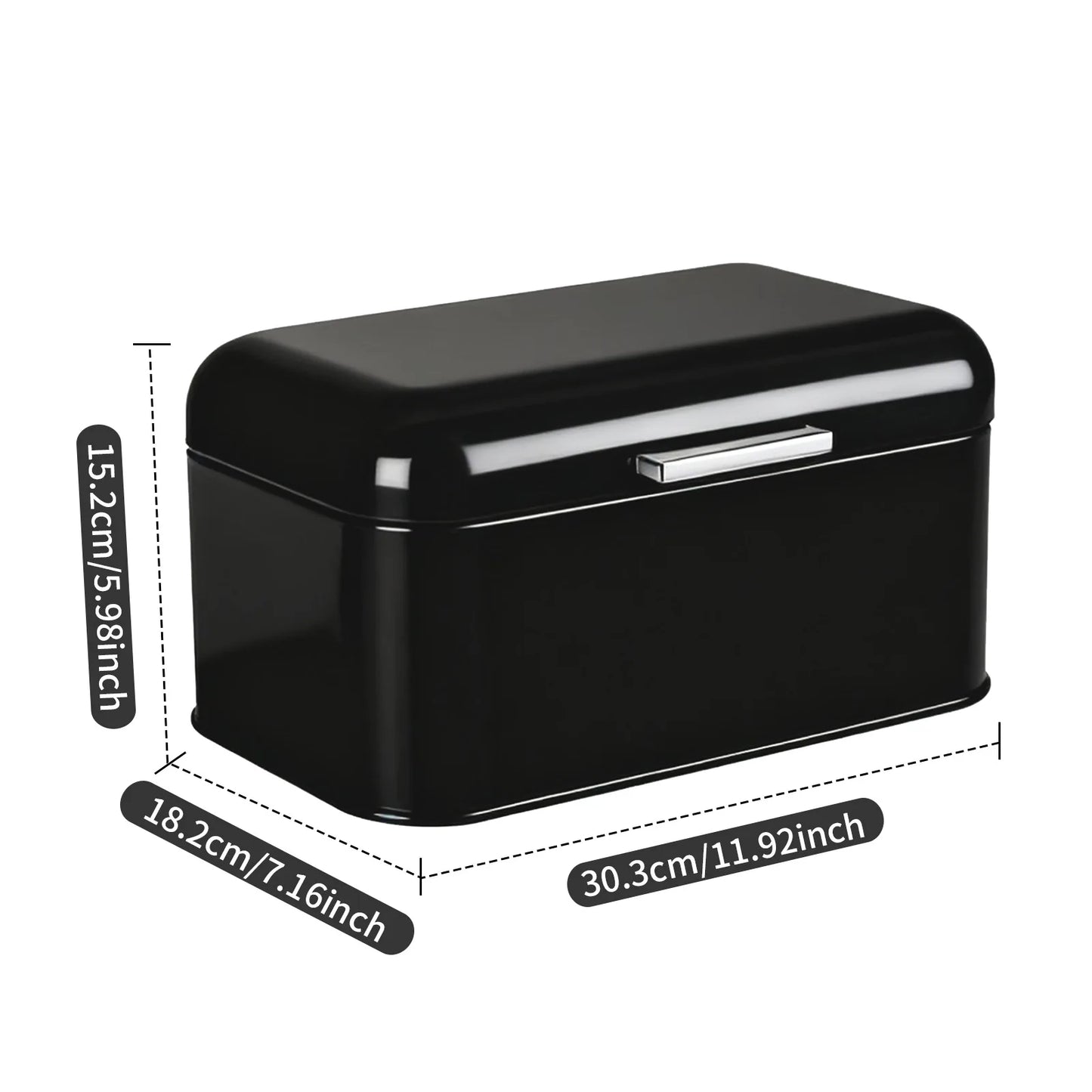 New Retro Metal Bread Box Solid Bread Bin Bread Storage Boxes Food Storage Containers for Kitchen Iron Household Food Container Peaceful Pleasures Health and Wellness black