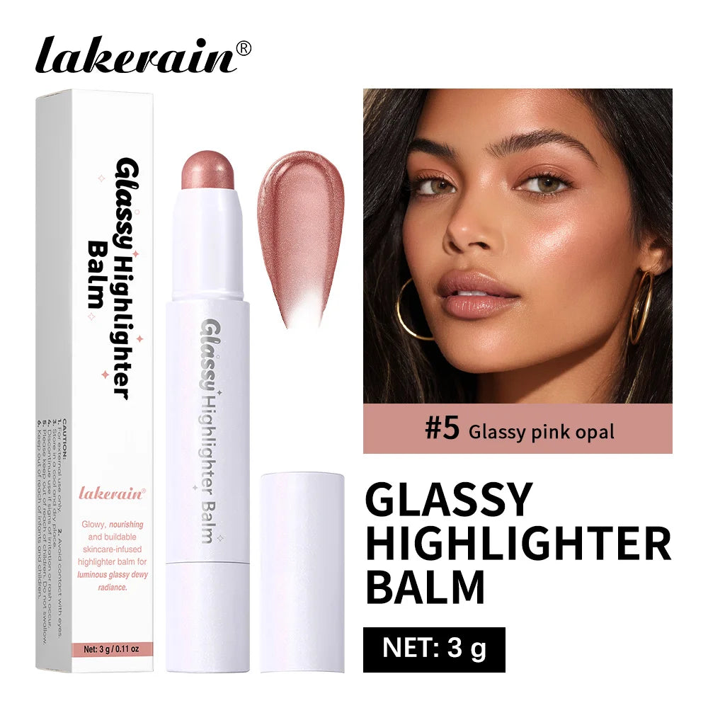 Glassy Highlighter Balm Brighten Complexion Deep Hydration Long Lasting Wear Highlighting Cream Eye Cheek Lip Body Glossy Pen Peaceful Pleasures Health and Wellness Glassy Pink Opal