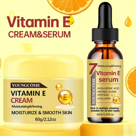 YOUNGCOME Vitamin E Cream & Serum Set – Hydrating Face Care Face Cream & Serum Set Oasis Select