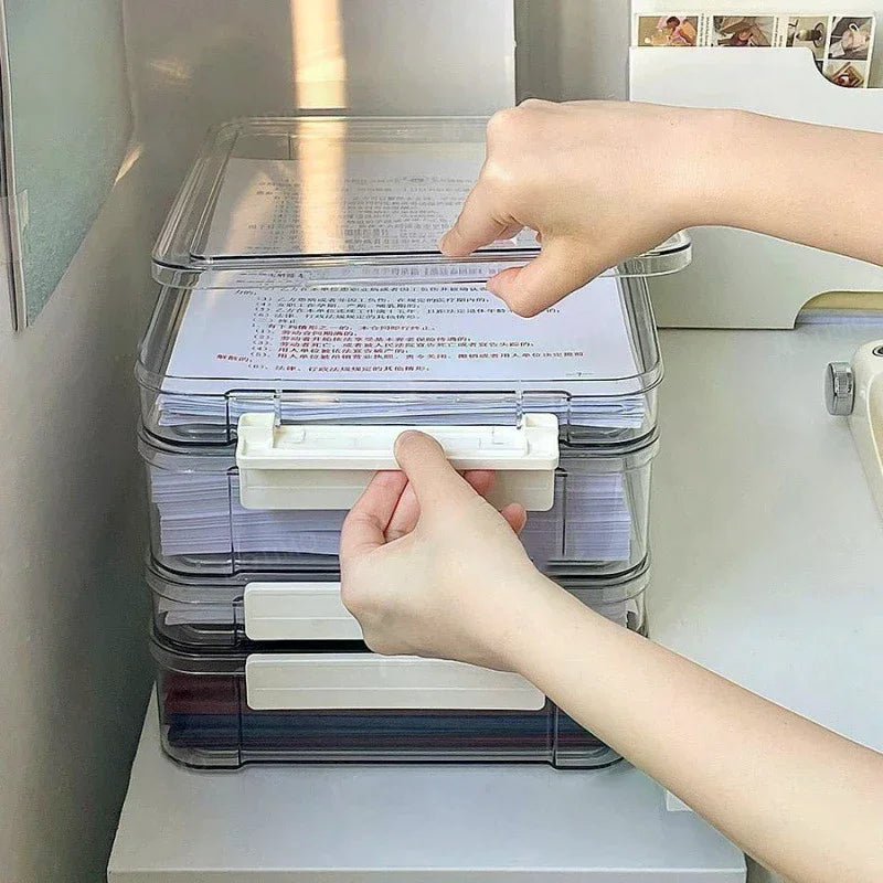 Stackable Transparent Desktop Document & Paper Organizer Box