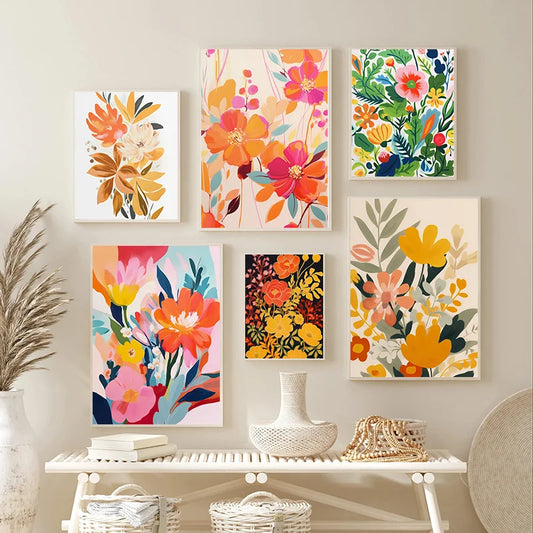 Gouache Wildflower Botanical Canvas Wall Art | Spring Floral Print Floral Canvas Print Peaceful Pleasures Health and Wellness